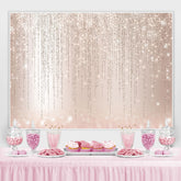 Lignes de paillettes et toile de fond d'anniversaire Bokeh rose clair